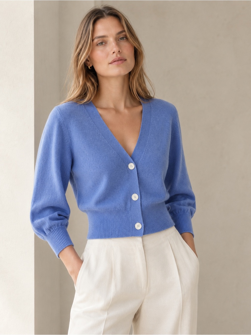 Allude 100% Cashmere Cropped Cardigan Periwinkle Blue Size Small